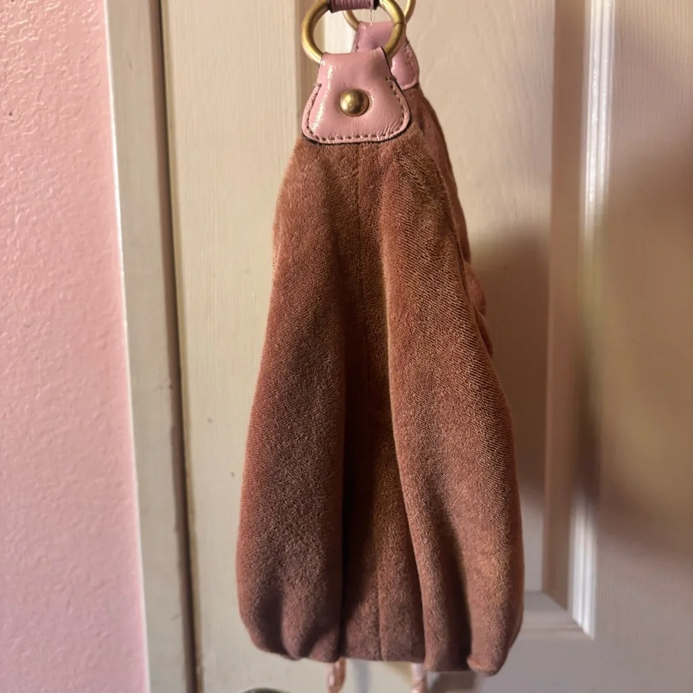 Vintage Y2K juicy couture terry cloth shoulder bag brown and pink